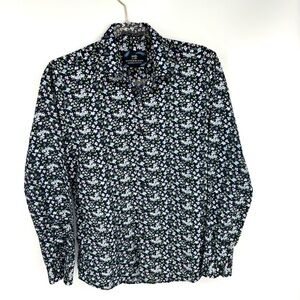 Scotch & Soda Button Down Shirt Floral Long Sleeve Size Small‎ Navy Blue